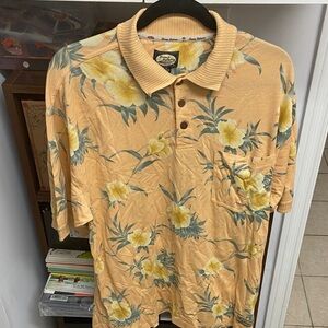 Vintage Tommy Bahama Men's Polo Shirt - Light Orange Floral